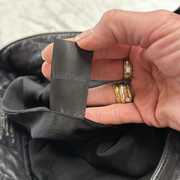 AllSaints Black Leather Cropped Pants Size 25 - Picture 11 of 11